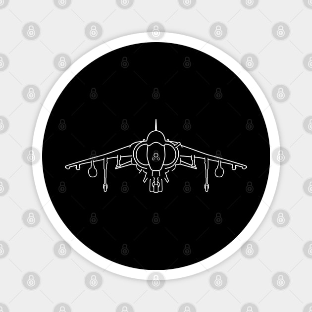 Hawker Harrier jump jet fighter aircraft outline graphic (white) Magnet by soitwouldseem